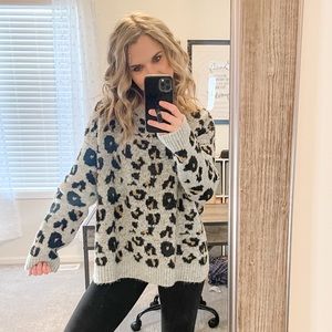 Hem & Thread Grey Leopard Sweater